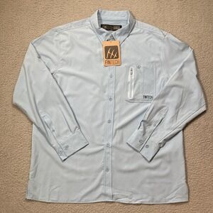 NWT Fintech Deep Sea Woven Long Sleeve Shirt Mens XL Powder Blue‎ UPF